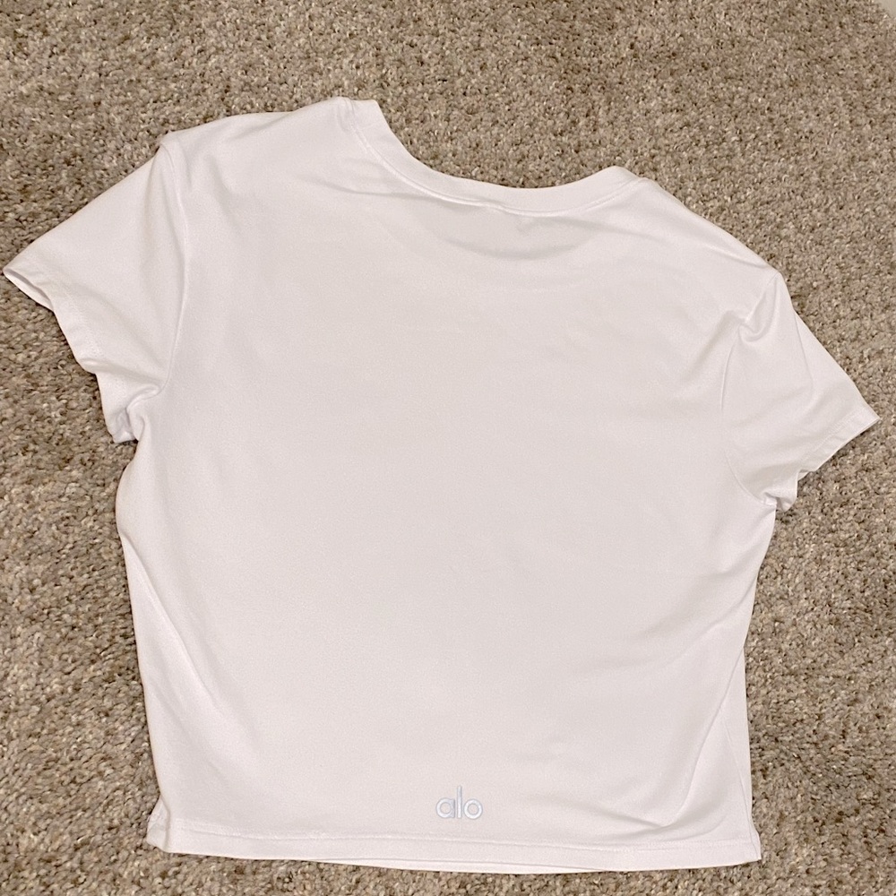 Alo White Alosoft crop finesse short sleeve sz XS